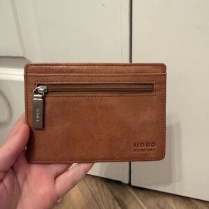 HOBO Tan Leather Zip Card Holder